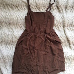 Short brown, semi open back dress